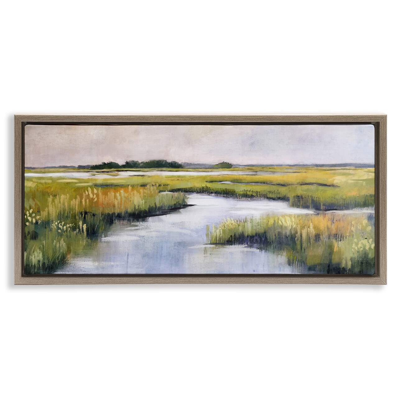 Stupell Industries Grassy Rural Marshlands Framed Floater Canvas Wall Art Design by Nina Blue